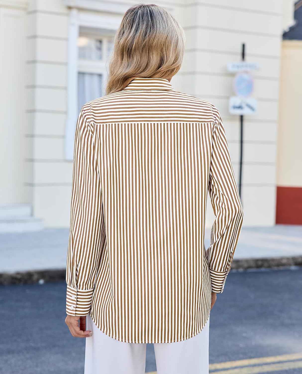 Thumbnail 4 de siliteelon Striped Button Down Shirt 1 Pocket