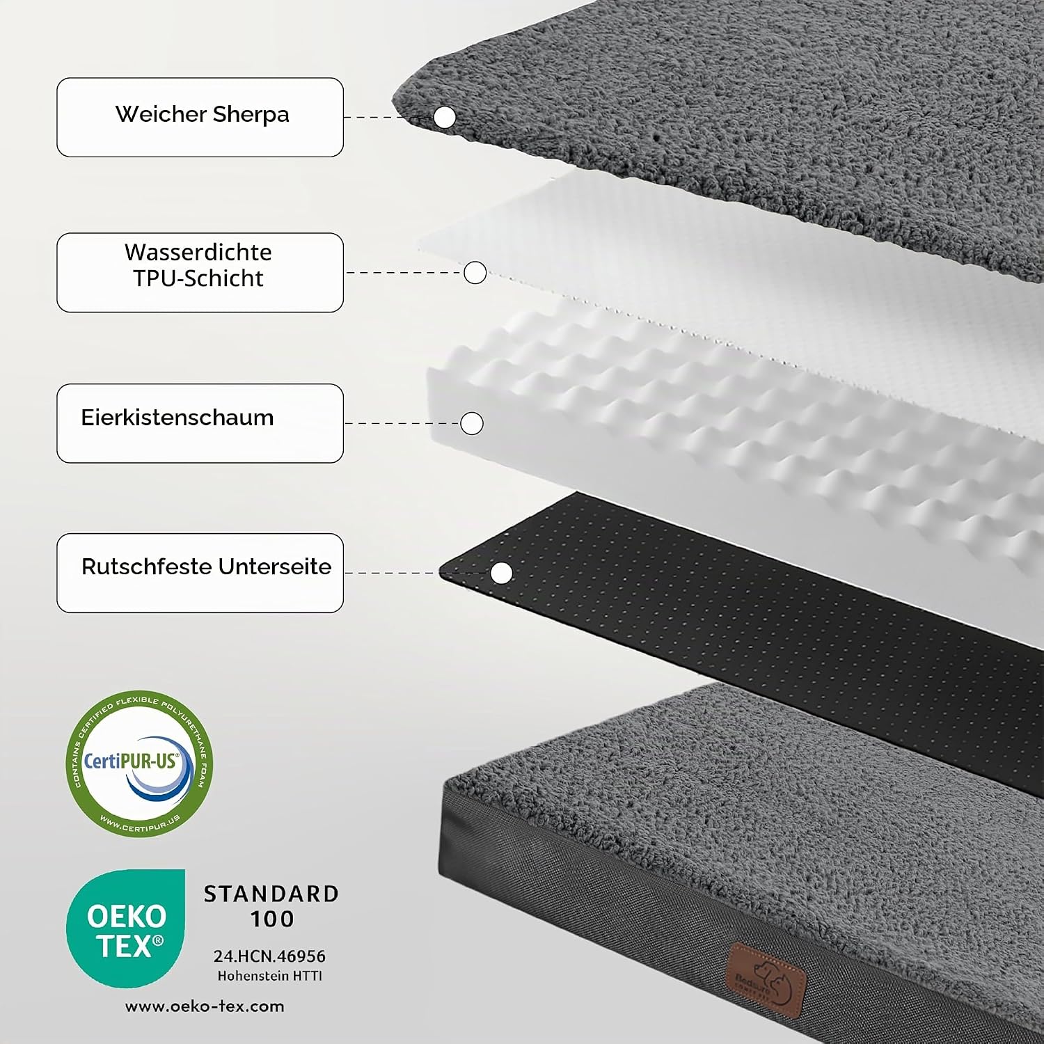 Detalle 2 de BEDSURE orthopädisches Hundebett 112×81×7,6 cm