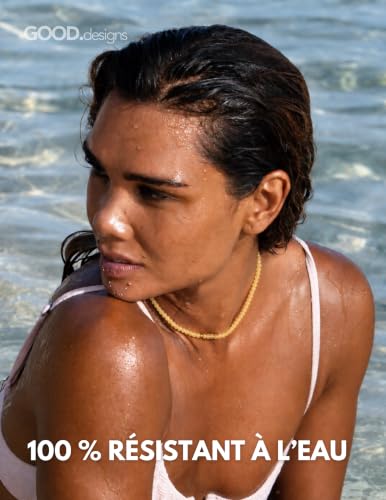 Detalle de GD GOOD.designs EST. 2015 Citrine Collier Pierre Naturelle Femme – Ras de cou en acier inoxydable plaqué or 18K, réglable 40–45 cm