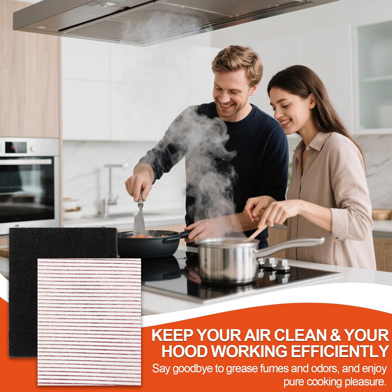 Thumbnail 4 de TEYIAN 57 x 47cm Carbon & Grease Filter Kit for Cooker Hoods (Cut to Size) – 2 Carbon + 2 Grease Filters
