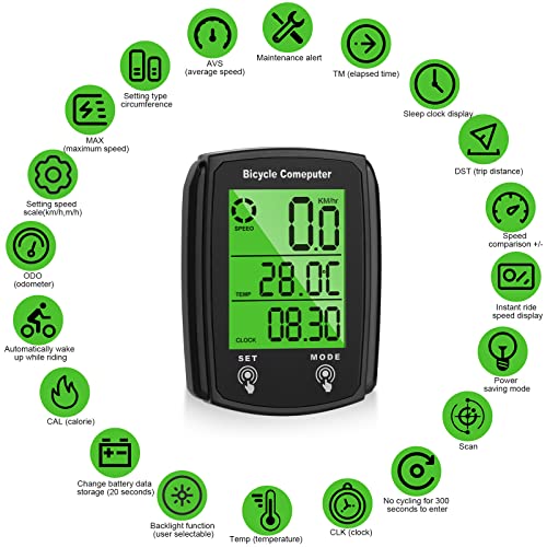Detalle de URAQT Compteur de Vélo, 19 Fonctions IP65 Étanche avec Écran Rétroéclairé LED et Contrôle Tactile