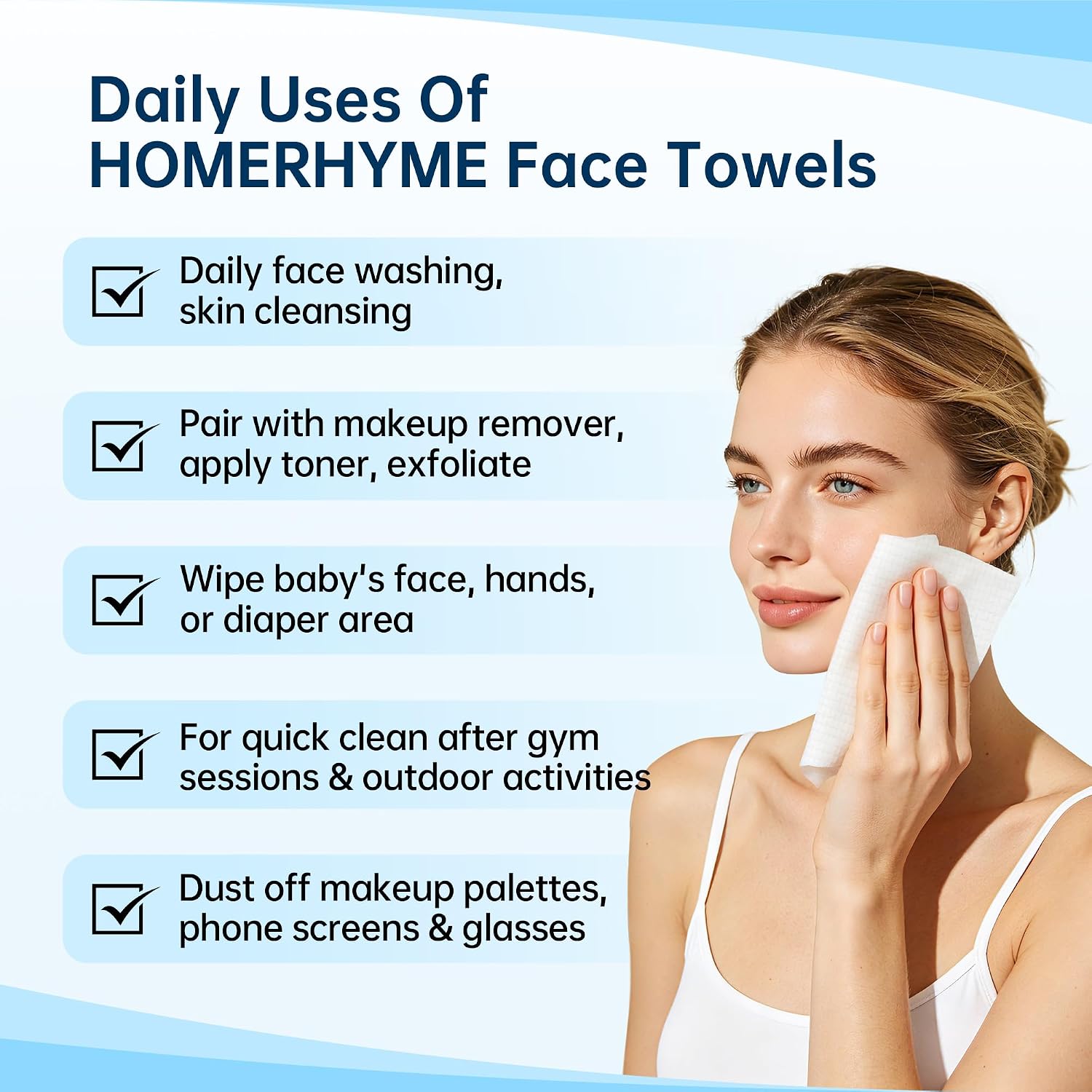 Detalle 2 de HOMERHYME HR-11VC600CT Disposable Face Towels, 600 Count, Lint-Free