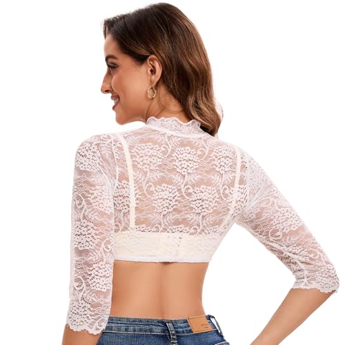 Thumbnail 2 de Goxozzy Dirndl Bluse Damen – Langarm, Weiß/Schwarz, Größe 34–44