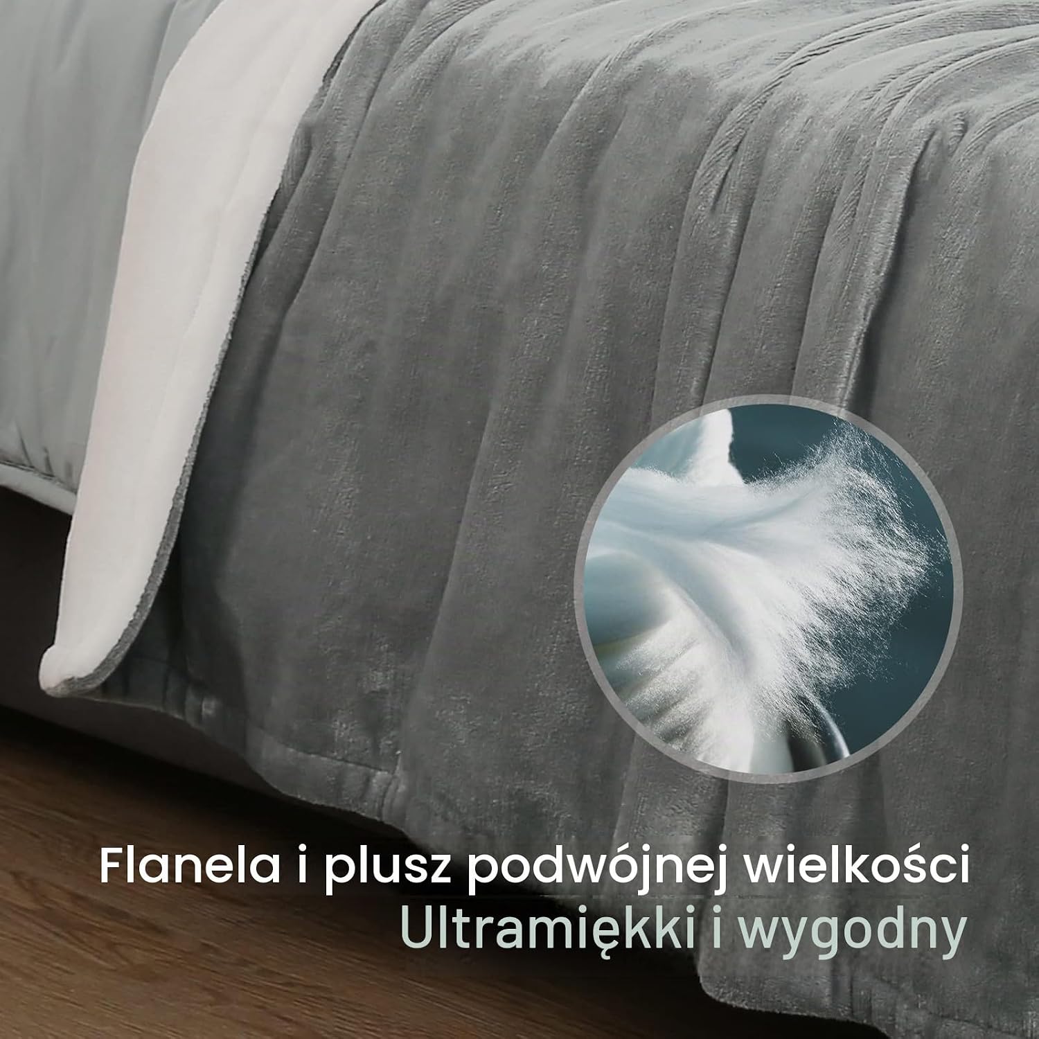 Detalle de CURECURE FPK1813A koc elektryczny 180 × 130 cm, flanelowy, 4 poziomy grzania