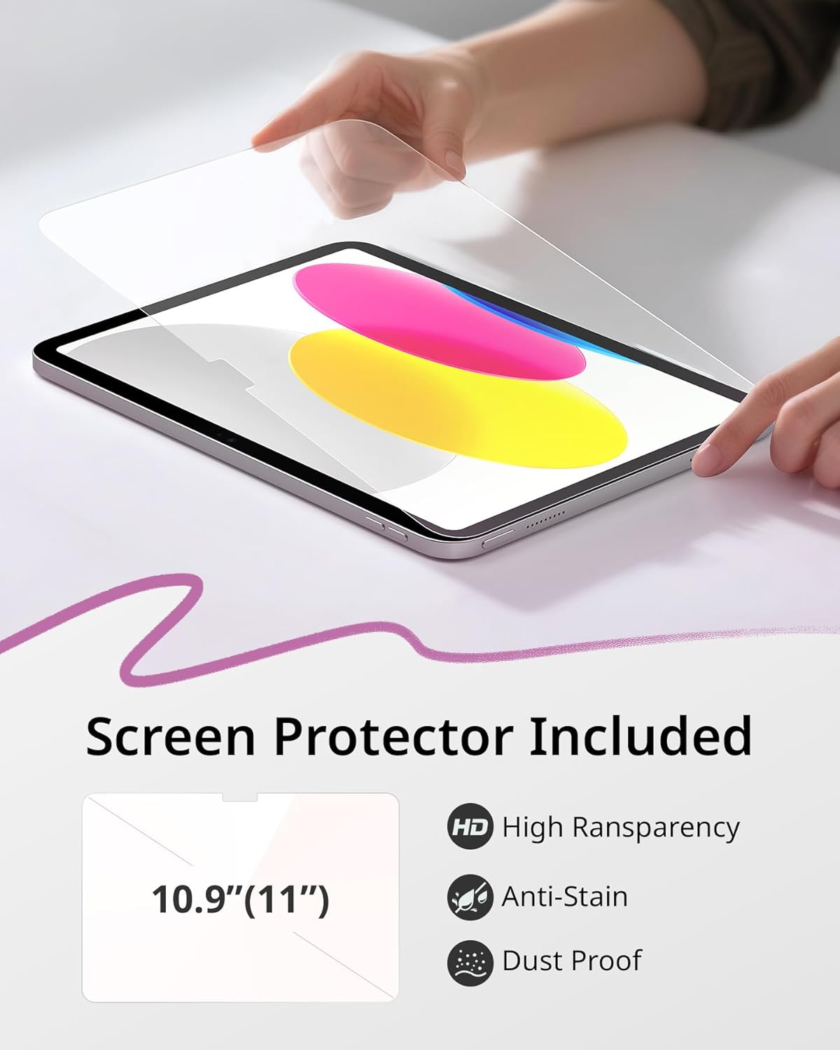 Thumbnail 5 de CACOE Case for iPad A16 11th/10th Gen with Screen Protector (11/10.9in) – Dark Purple