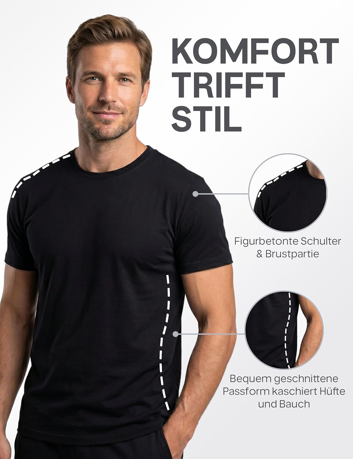 Detalle 2 de Lower East Basic Rundhals T-Shirts 3er Pack
