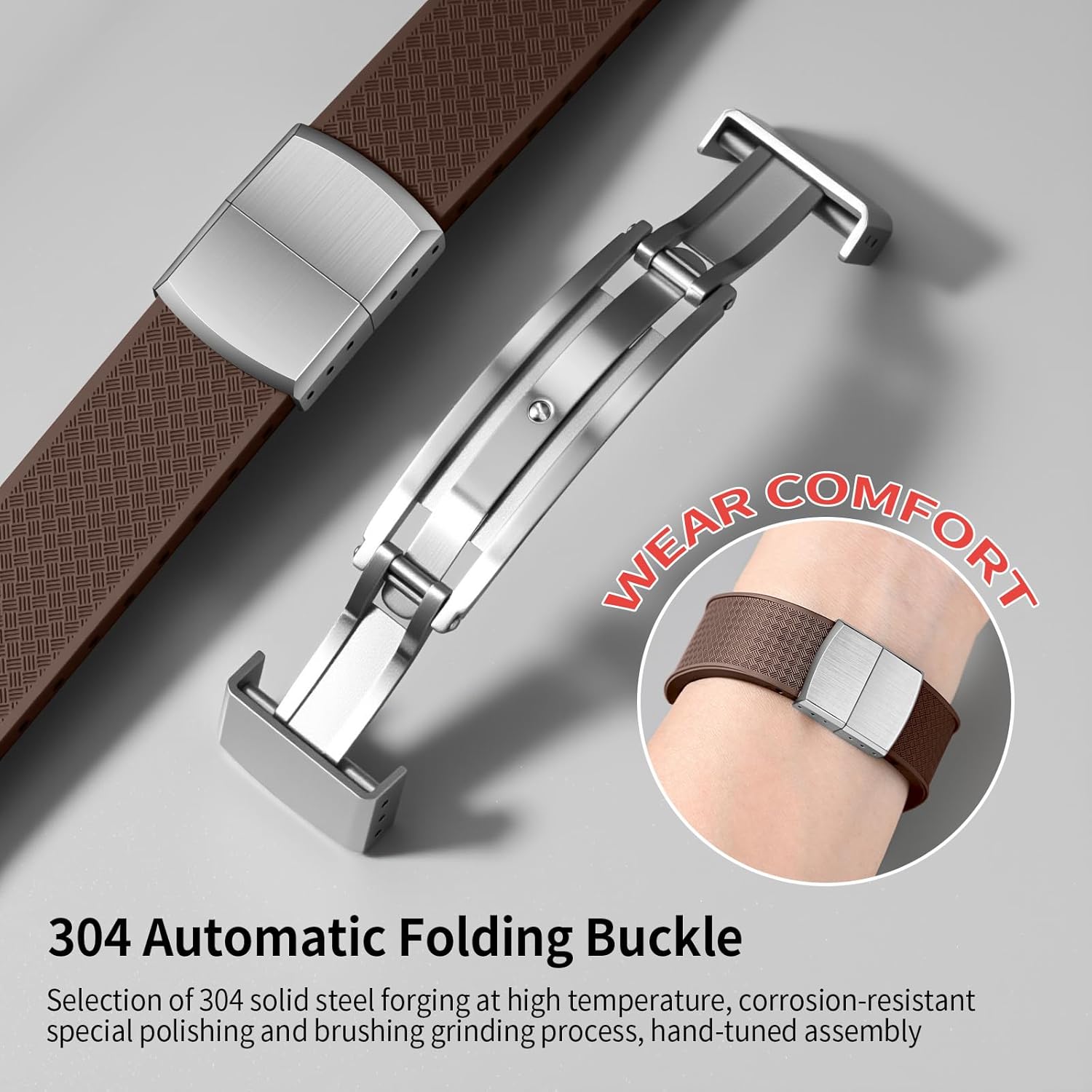 Thumbnail 4 de ULLCHRO Uhrenarmband aus FKM (Fluorkautschuk) mit Schnellverschluss – 20 mm & 22 mm