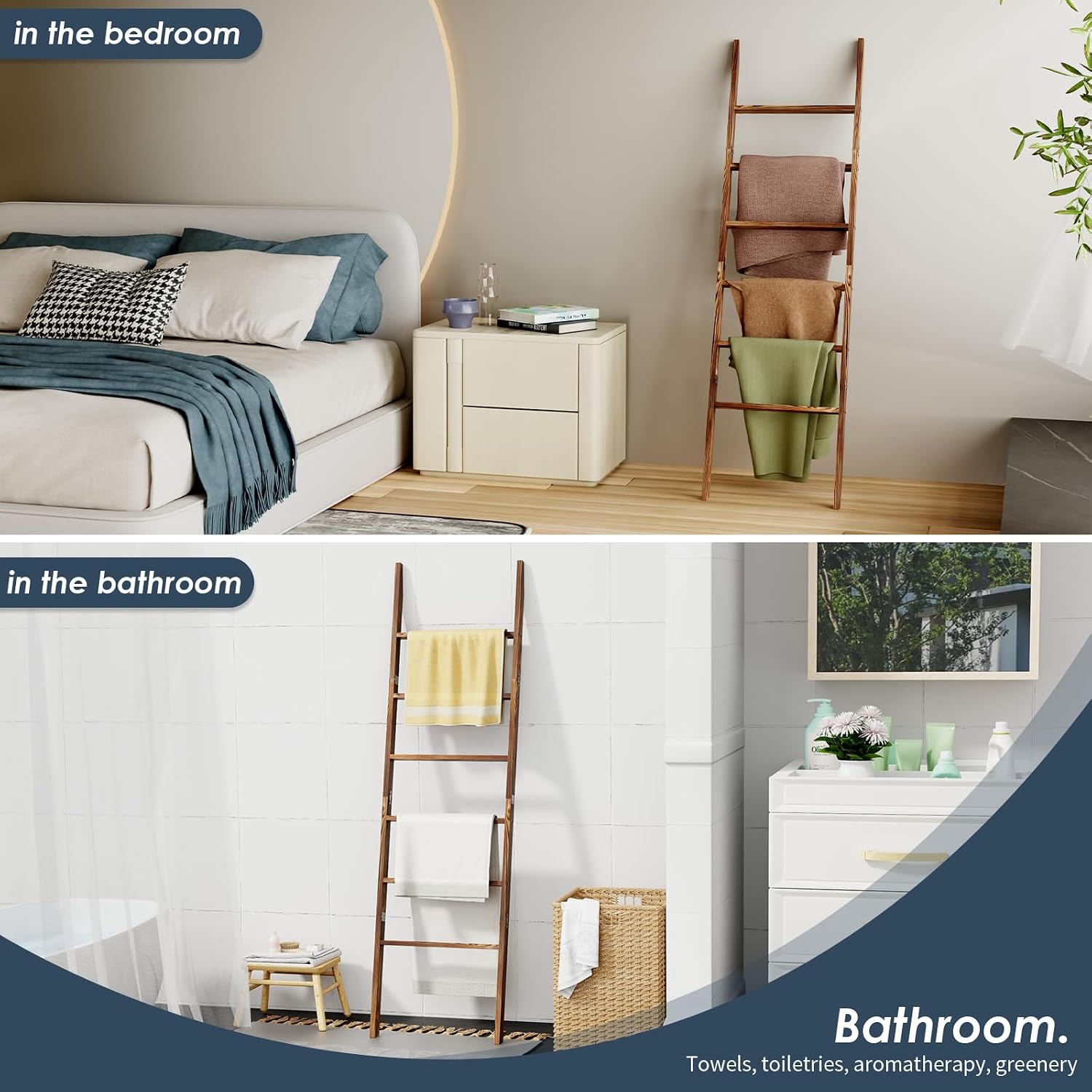 Detalle 2 de Wooden Blanket Ladder, 6-Tier