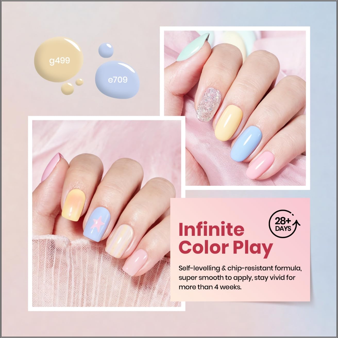 Detalle 2 de beetles Pastel Gel Polish Set (Soft Echo Collection) — 6 UV Gel Shades for Spring, Easter & Macaron Nails