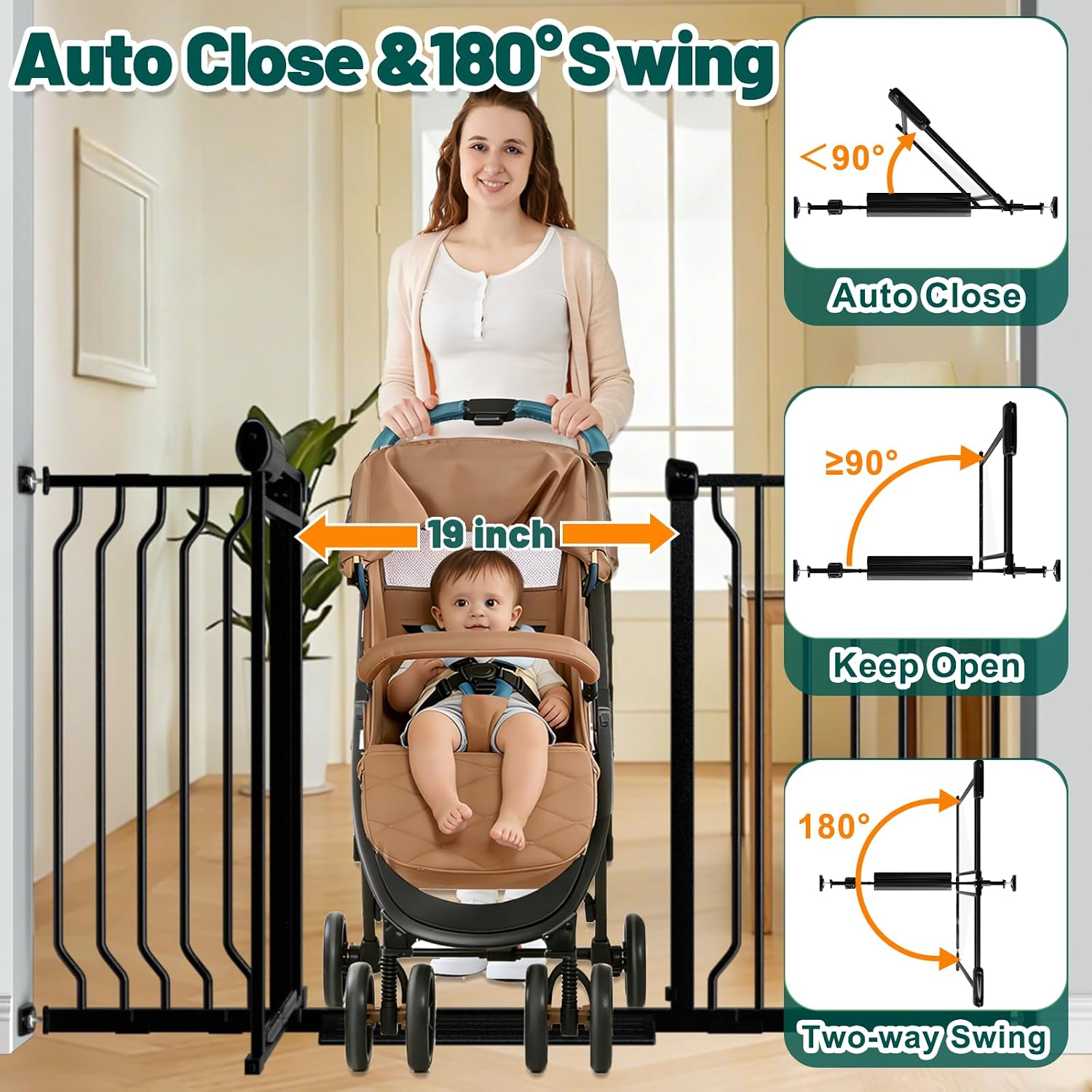 Detalle 2 de Fairy Baby W448 Extra-Wide Clear Baby Gate with Triple Lock and Auto-Close