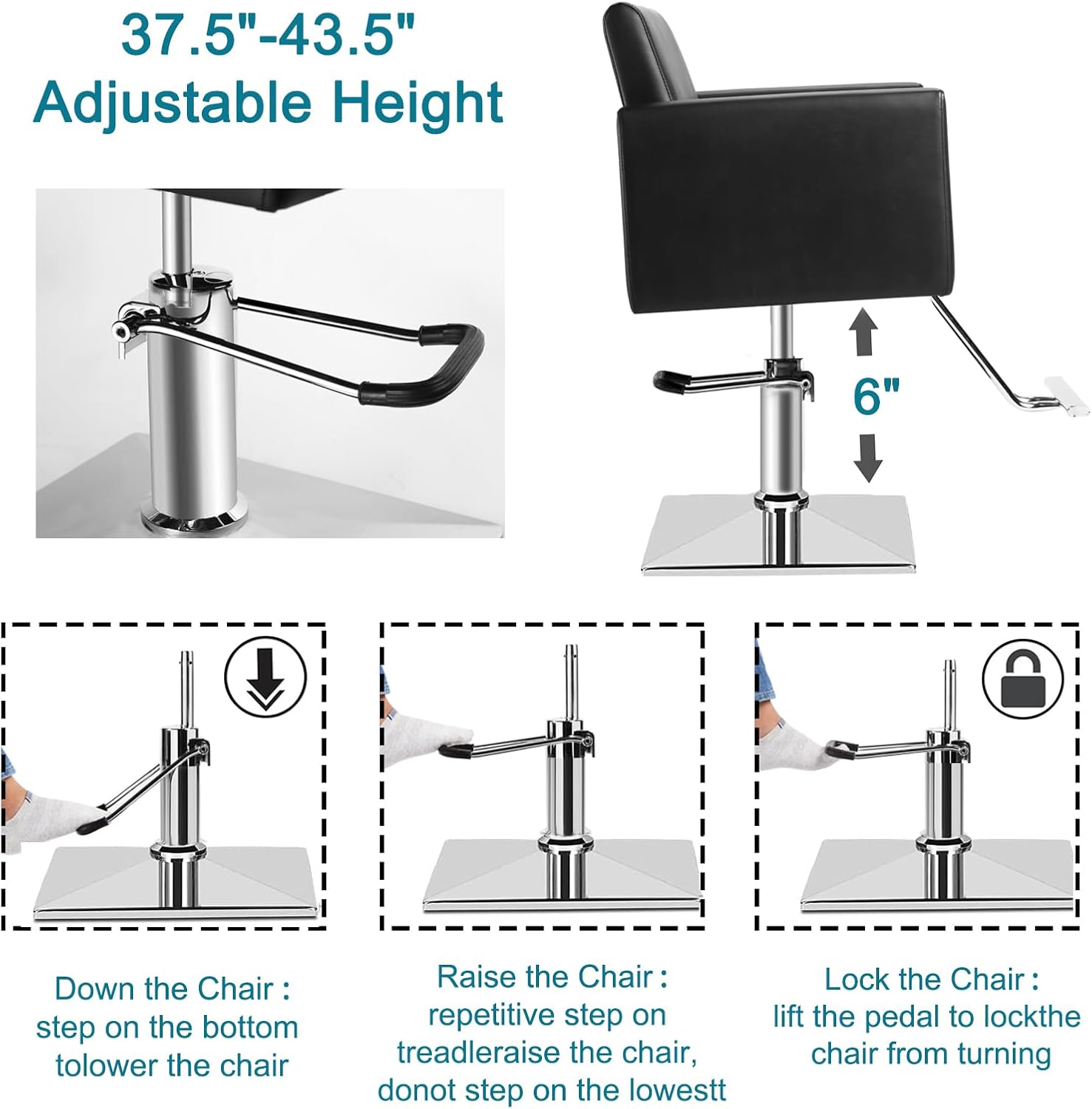Thumbnail 3 de OUTMASTER Barber Salon Hairdresser Chair - 330 Lbs Capacity, Heavy-Duty Hydraulic Pump, 360° Swivel, Black