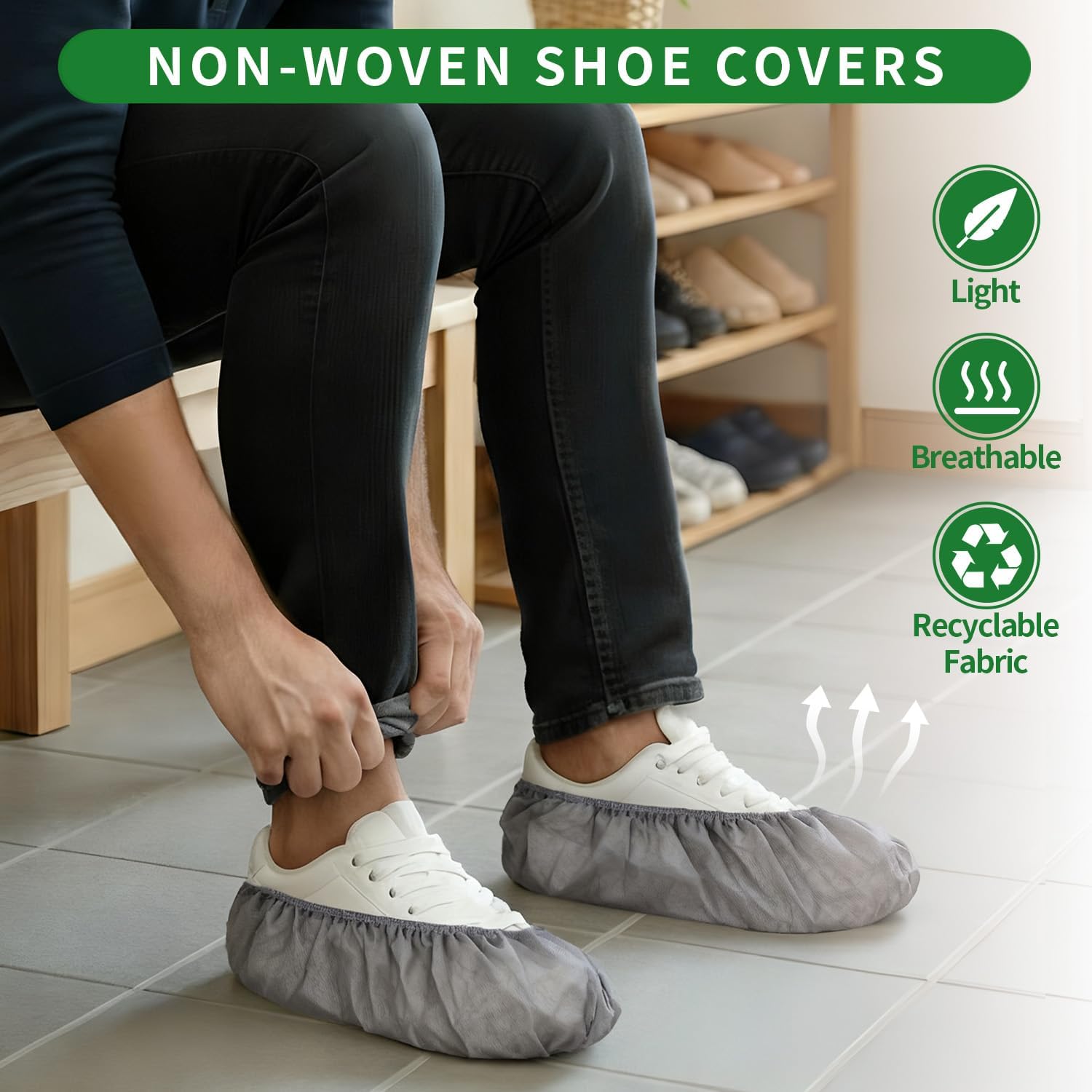 Detalle de PUPILLEMON Disposable Non-Woven Shoe Covers (50/100/200 pack) – Breathable, Non-Slip, Fits up to UK Men Size 12