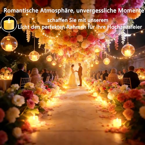 Detalle 2 de Baikaraer 24 LED-Teelichter Flammenlose Kerzen, Elfenbeinfarbene Deko – batteriebetrieben