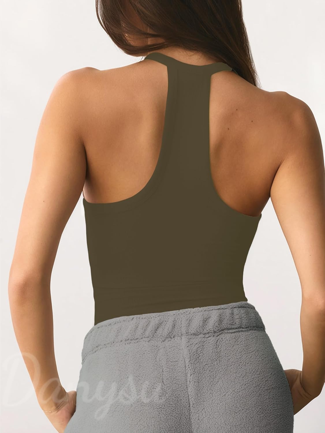 Detalle 2 de Danysu Women's V-Neck Summer Tank Top with Built-In Bra and Ribbed Stretch