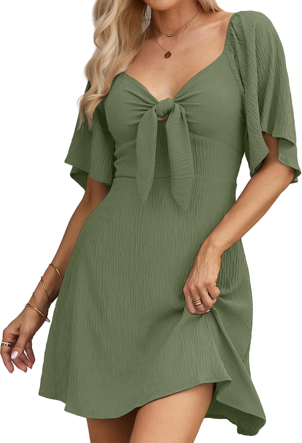Thumbnail 6 de Dokotoo Womens Dresses 2026: Deep V Neck Mini Dress with Bow Tie, Spring/Summer