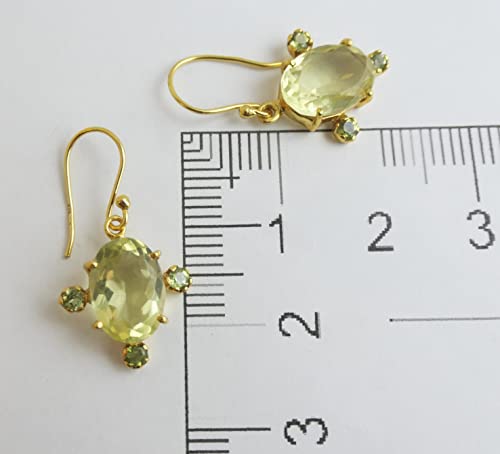 Thumbnail 7 de Zitronenquarz Peridot Ohrringe Silber 925 Vergoldet von Sophia Rose Jewellery