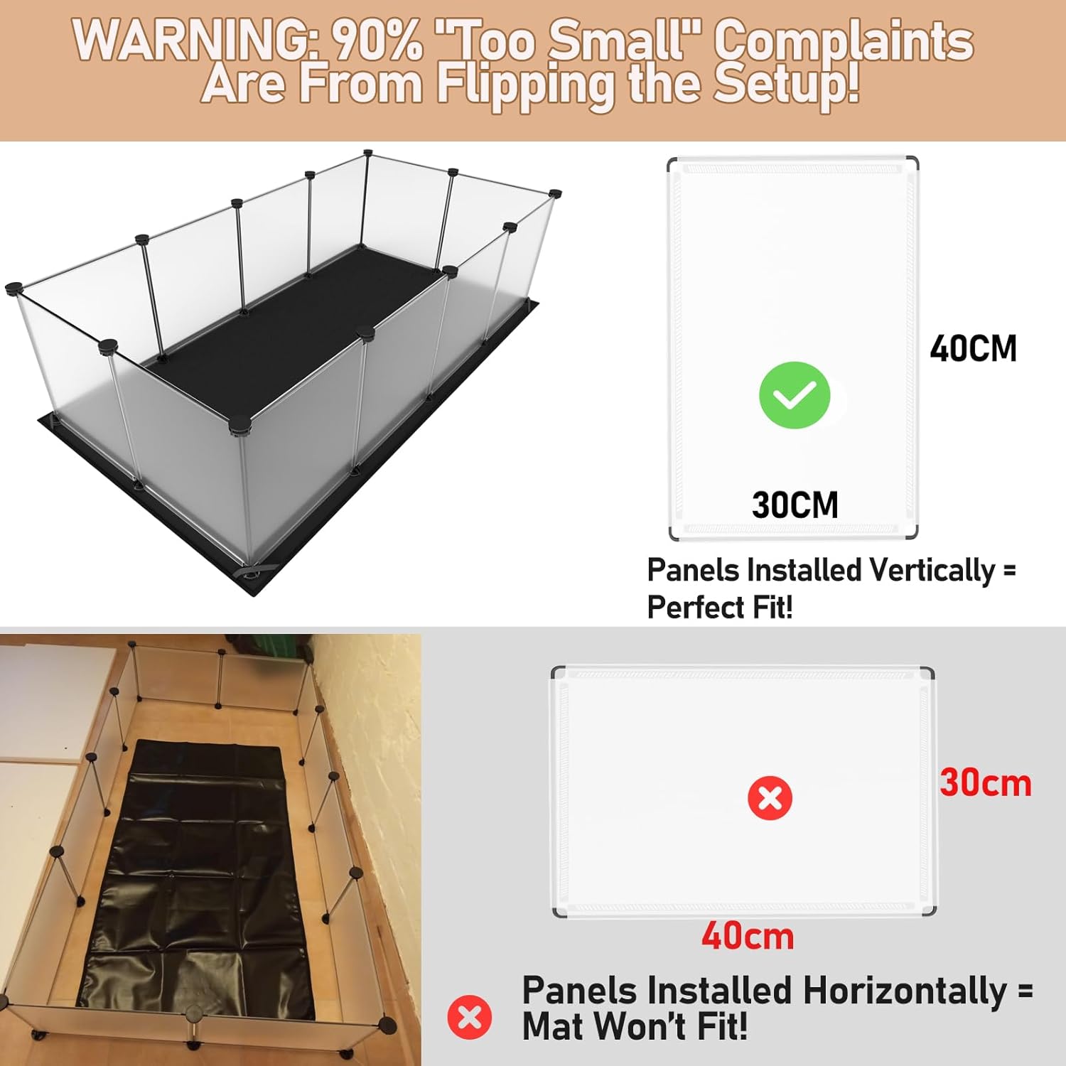 Thumbnail 1 de Aystkniet Guinea Pig Cage with Waterproof Bottom (122cm x 60cm x 40cm) – Semi-Transparent Playpen for Indoor/Outdoor