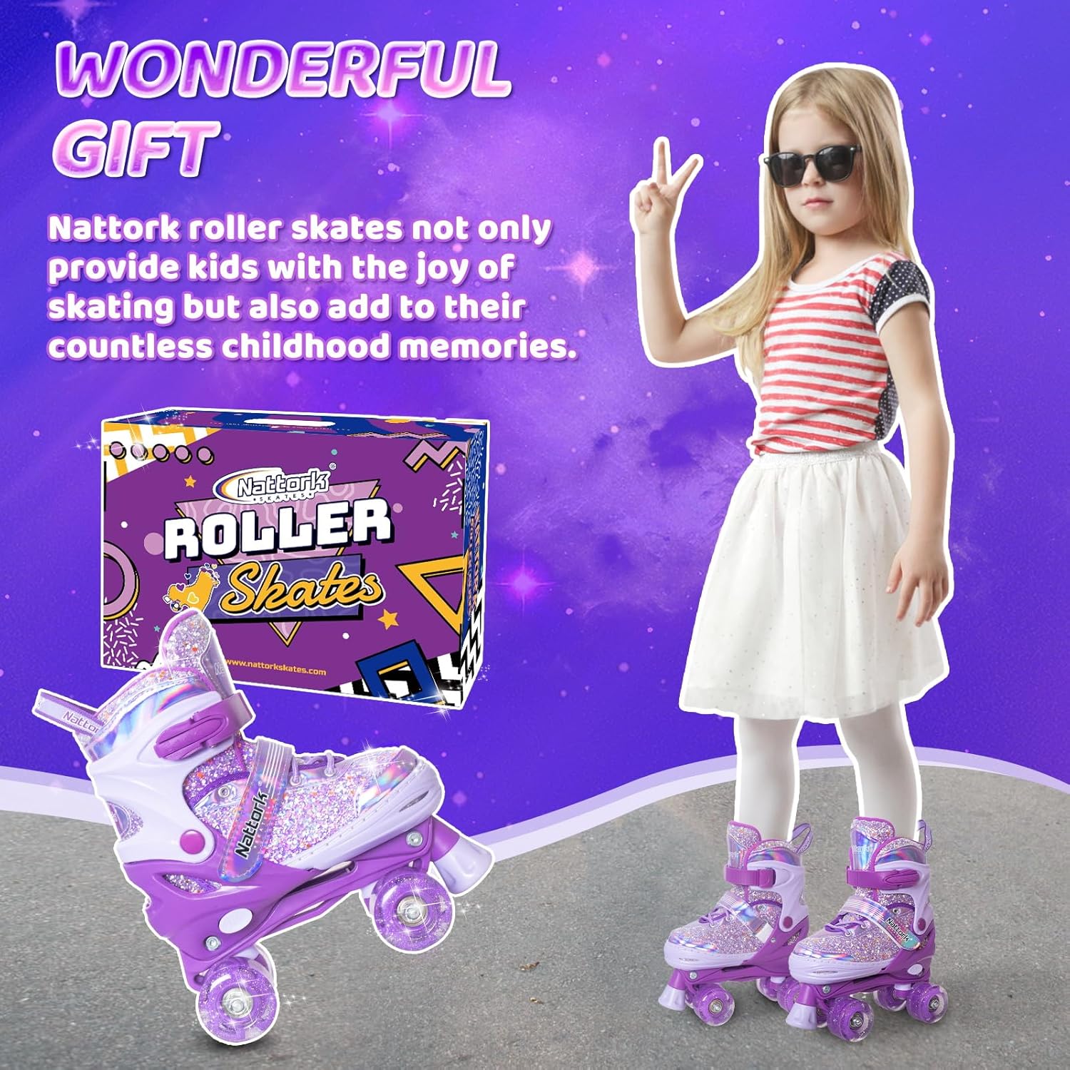 Thumbnail 4 de Nattork Kids Adjustable Roller Skates 4-size 🛼