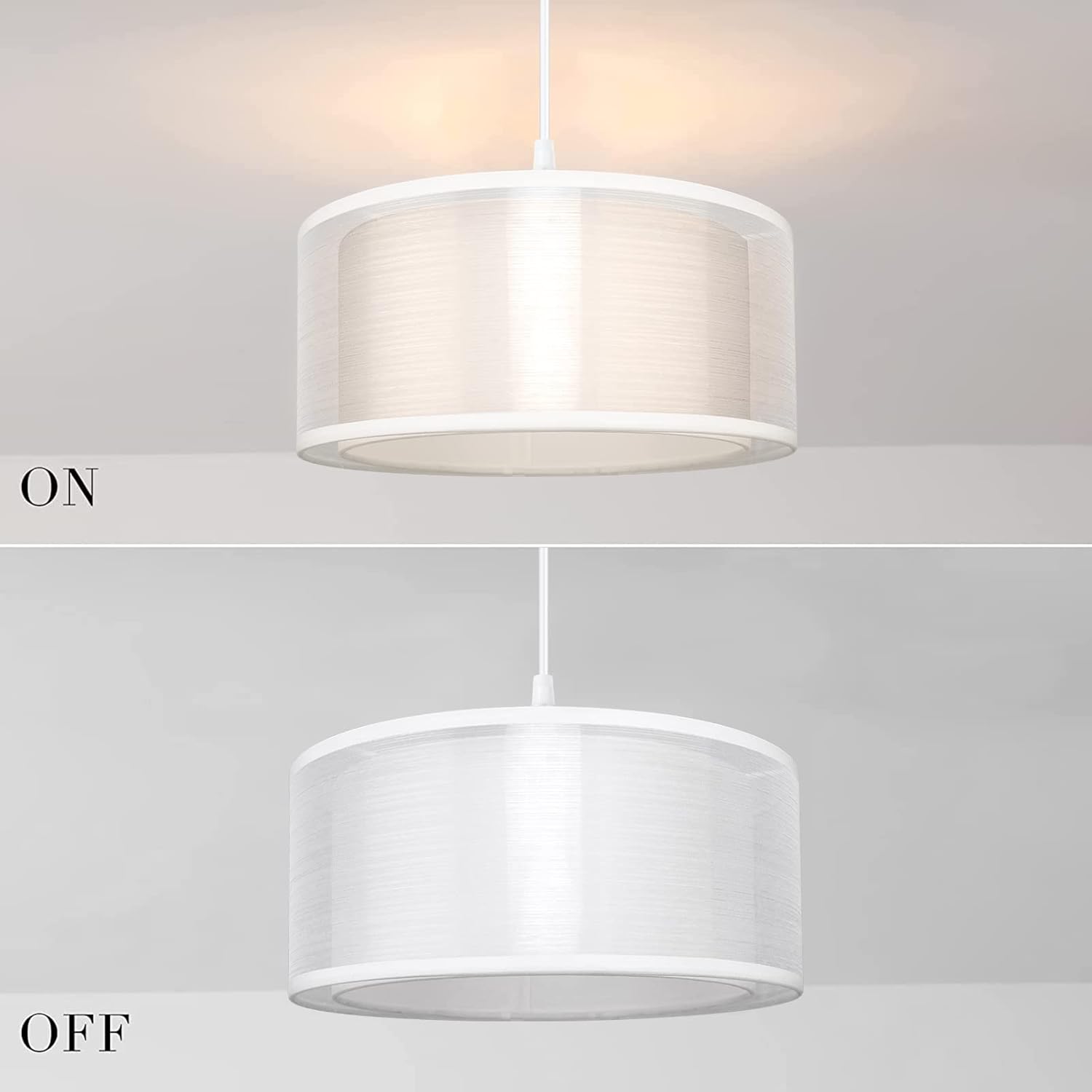 Thumbnail 1 de FRIDEKO HOME 2 Tier Light Shade Ceiling – Modern White Drum Shade, 30 cm
