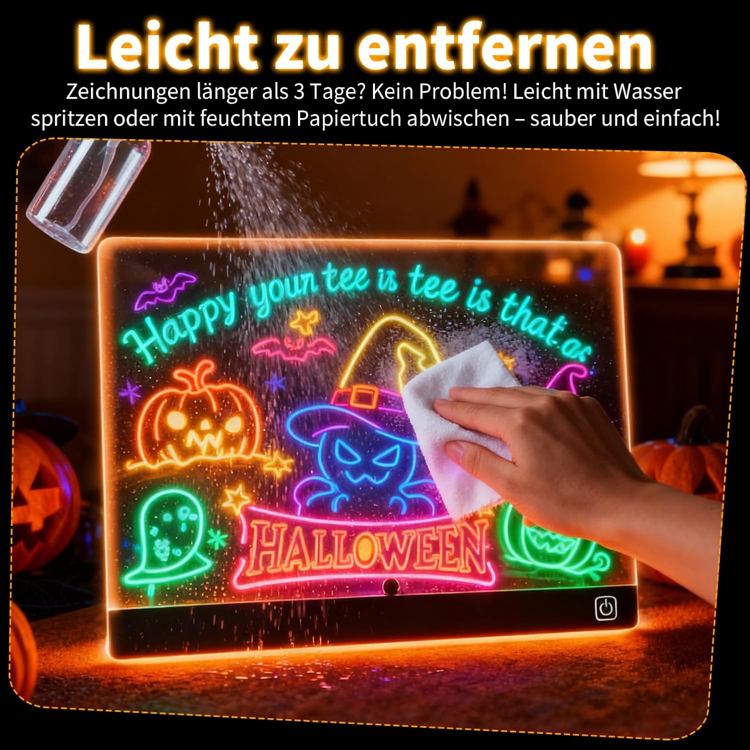 Thumbnail 5 de LED Zeichenbrett 30x20 cm mit 7 Farben, Ein/Aus-Schalter & Ständer