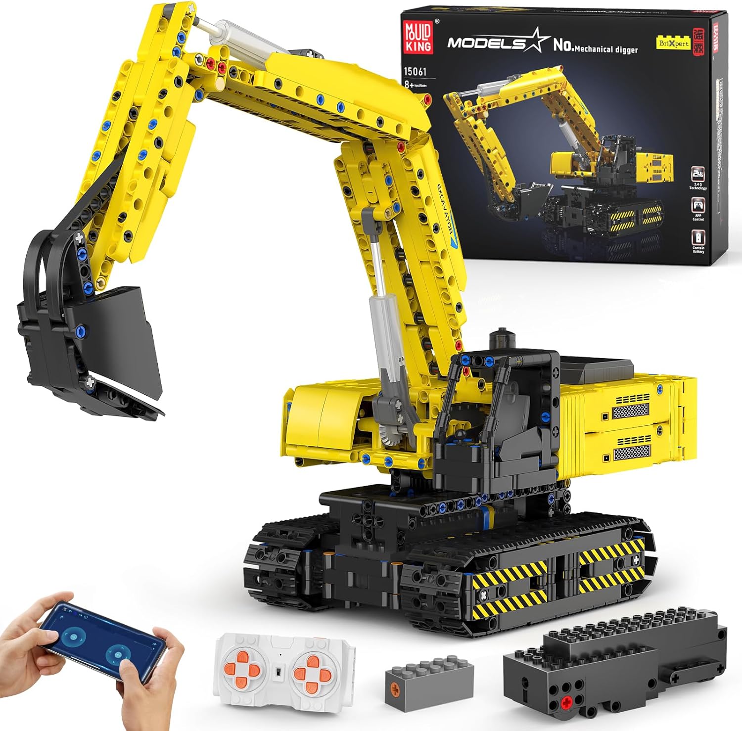 Thumbnail 6 de Mould King 17059 Technik Bagger Turmdrehkran – Klemmbausteine, 1731 Teile, 14+