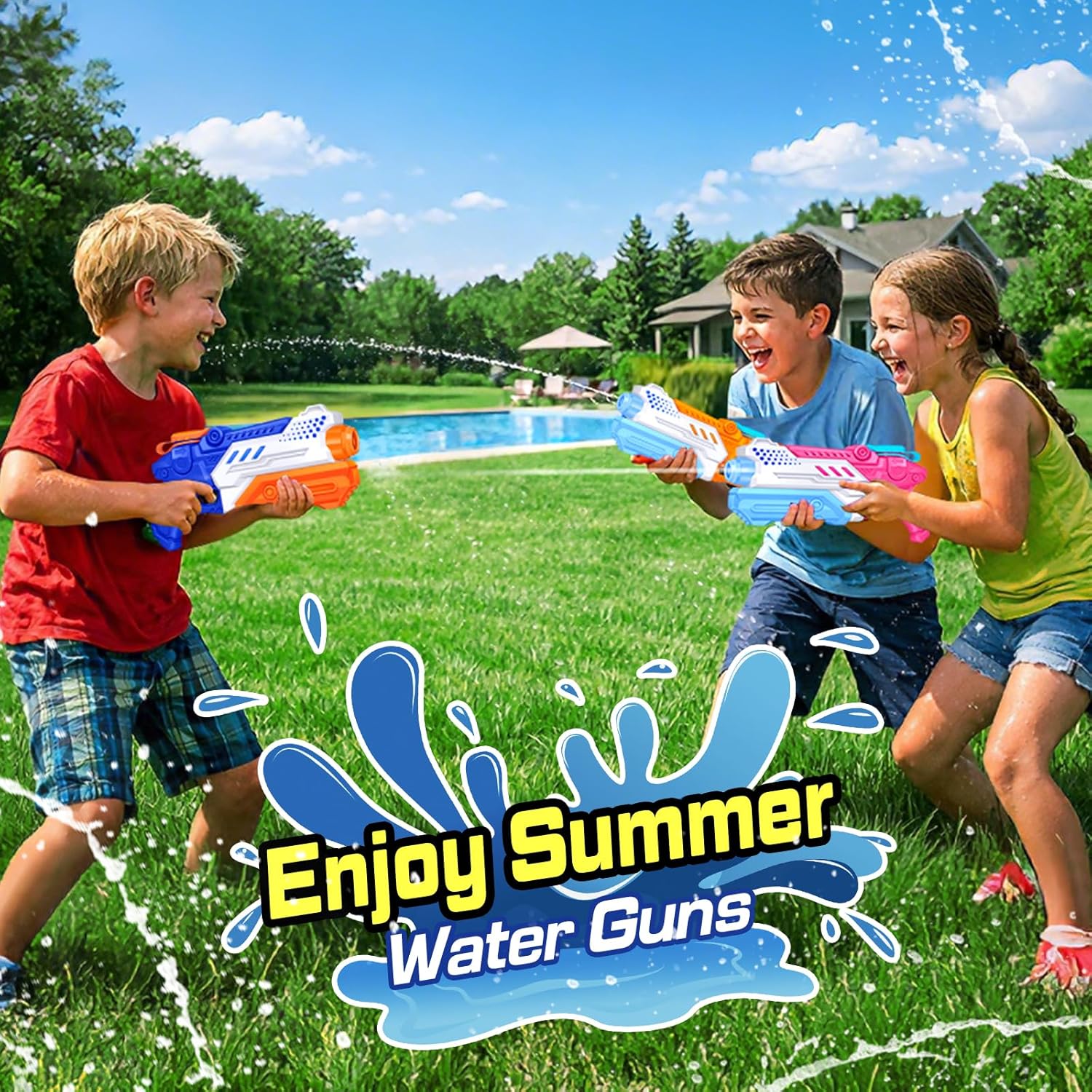 Thumbnail 1 de RONSTONE 4er-Pack Wasserpistolen (300 ml, 25–30 ft Reichweite) – Pump-Action für Kinder & Erwachsene