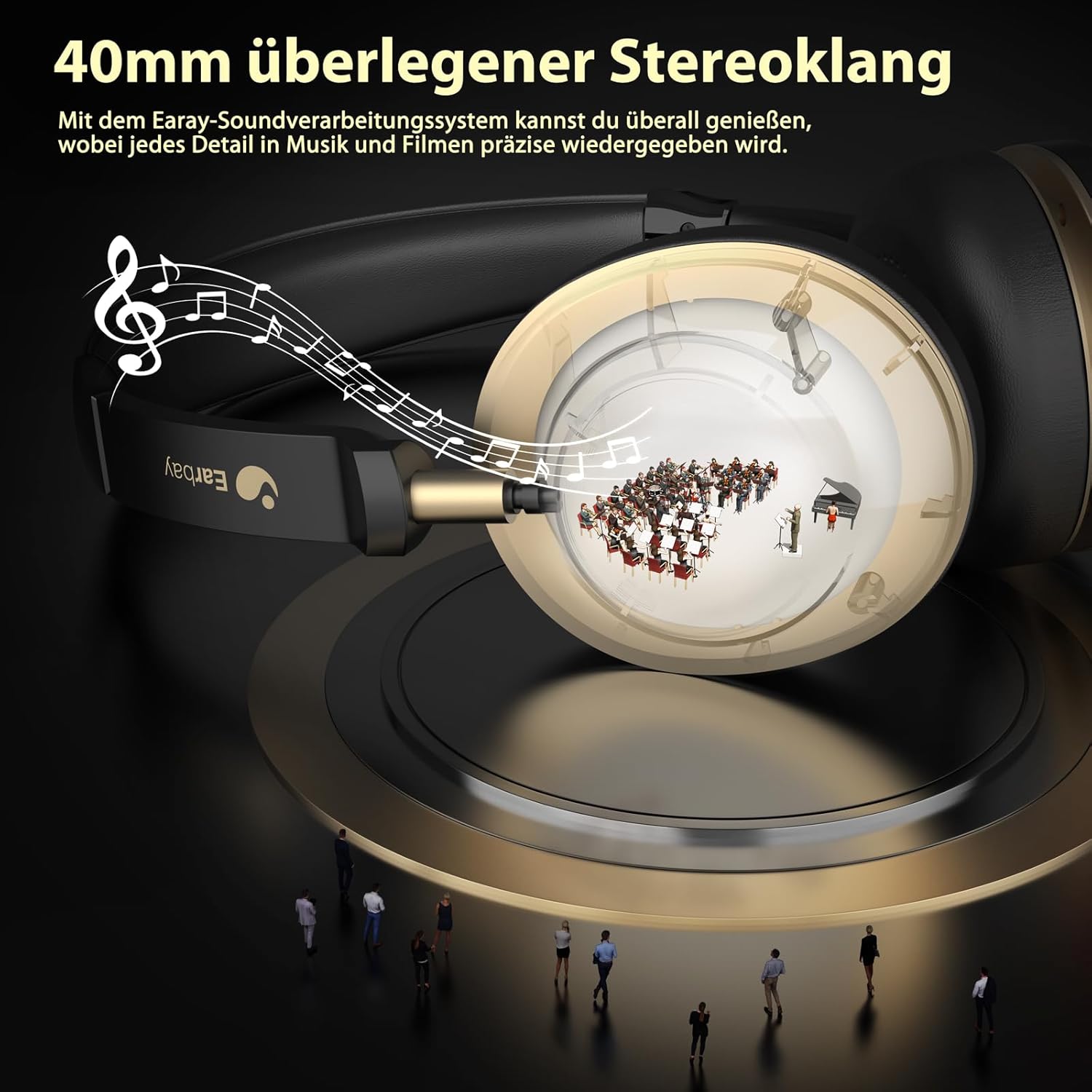 Thumbnail 6 de Earbay Kabelloses Headset mit AI Noise-Cancelling und USB-Dongle – Bluetooth Headset mit Mikrofon, Ladestation und Stummschaltung