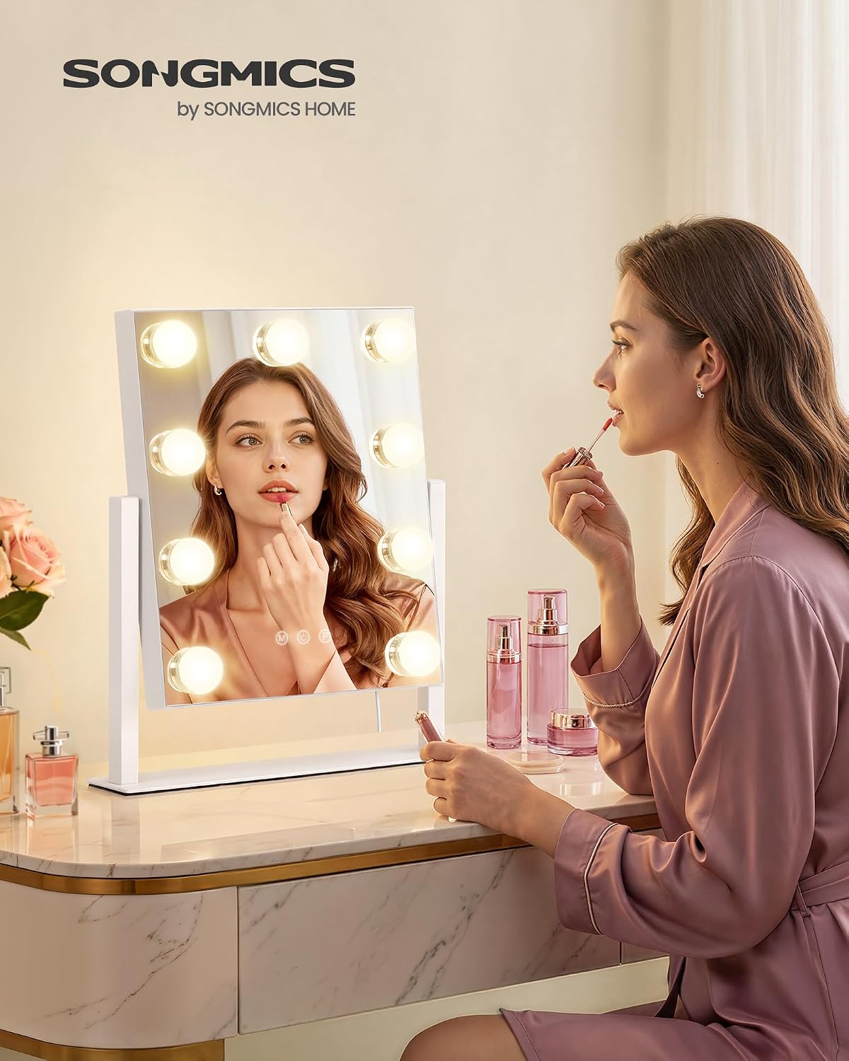 Detalle 2 de SONGMICS Miroir Maquillage 25x30 cm 10x