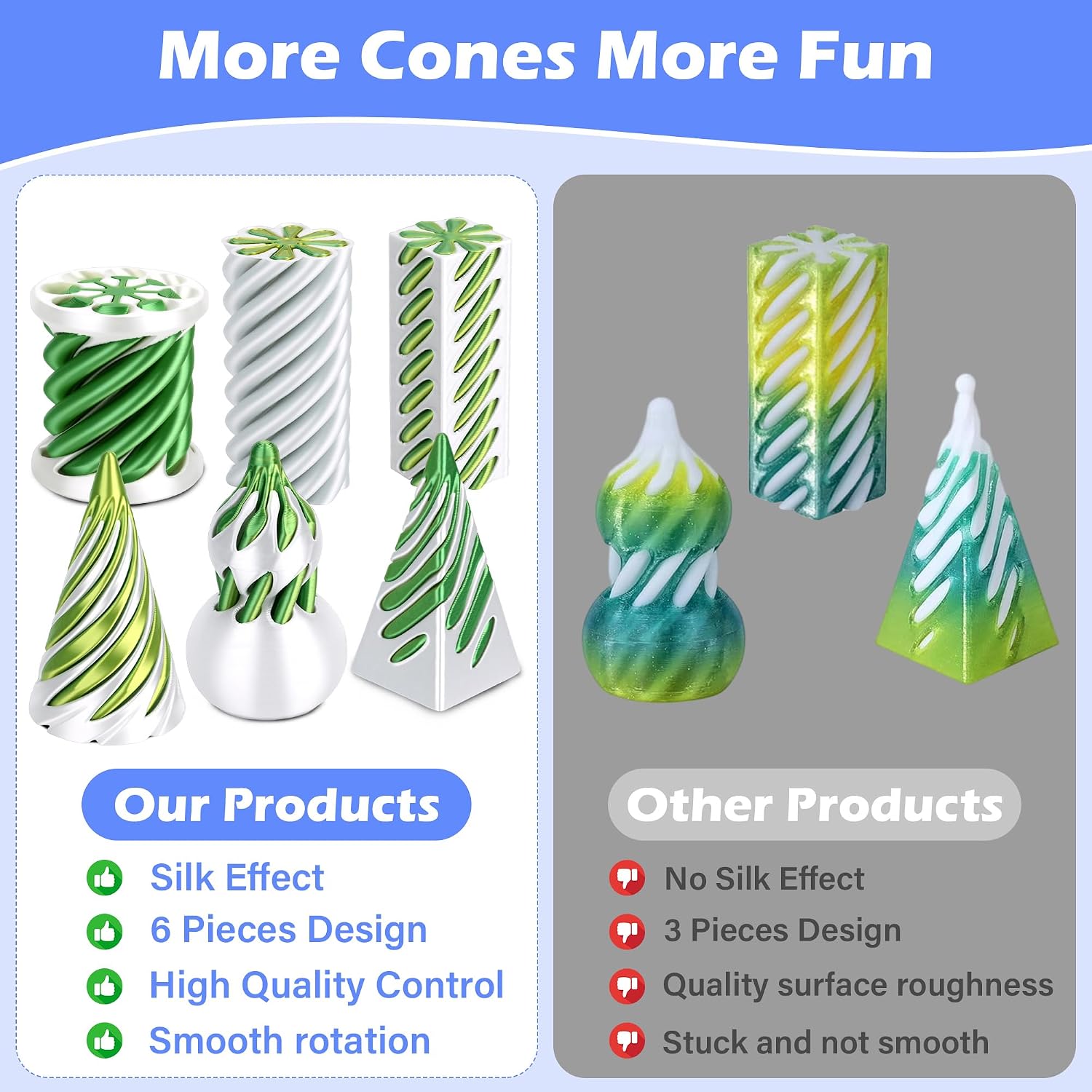 Detalle de meshcraft 3D-Printed Spiral Cone Fidget Toy Set, 6 Pieces, PLA