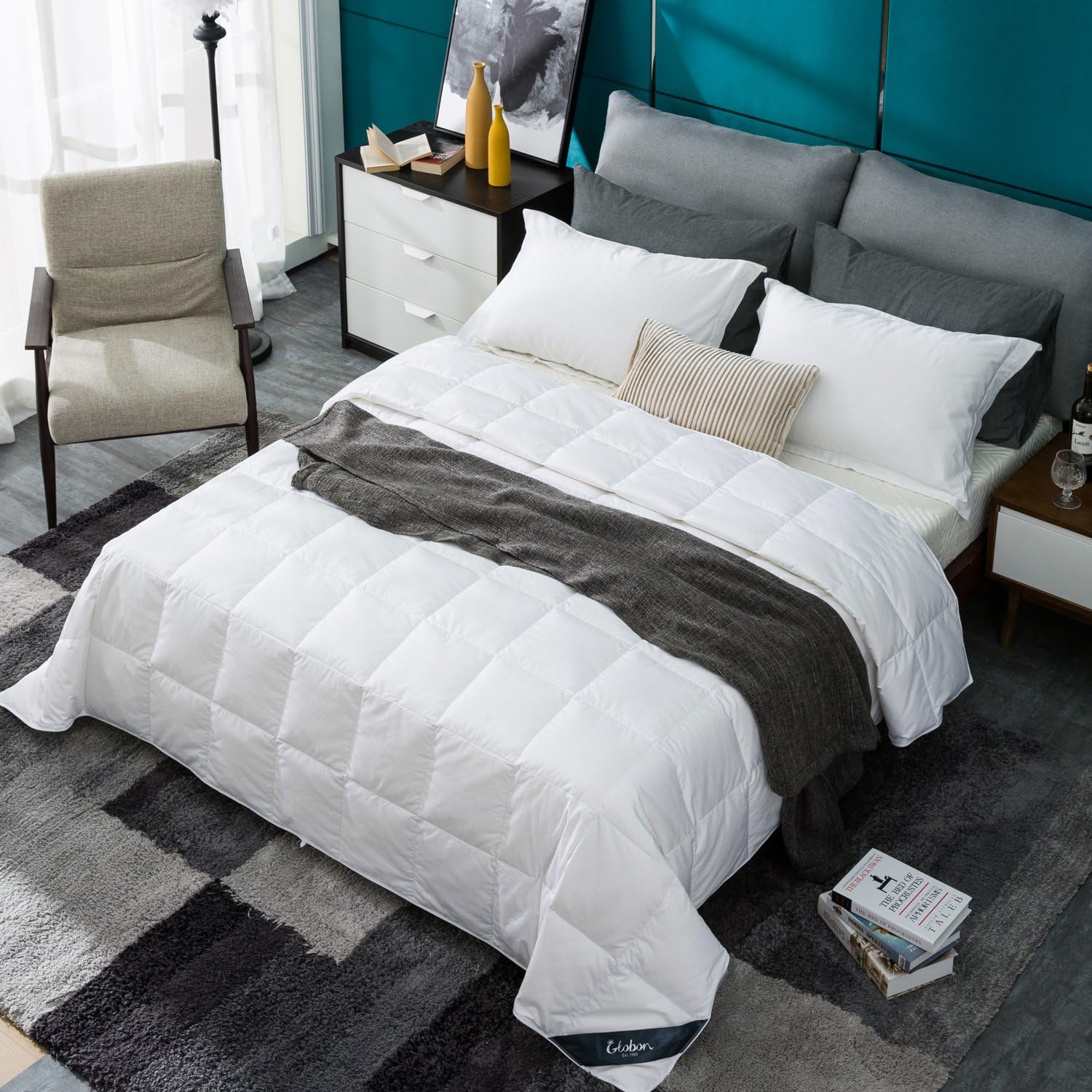 Thumbnail 1 de Globon White Summer Down Comforter/Blanket (Queen) – Lightweight Duvet Insert for Hot Sleepers