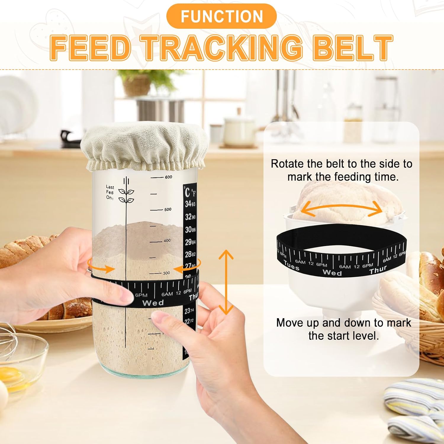 Detalle de CEOTIS 24oz Sourdough Starter Jar Kit with tools 🥣