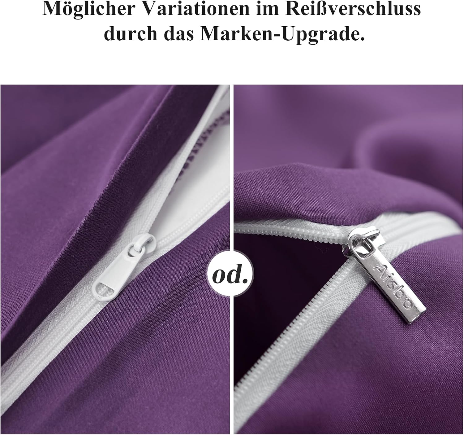 Detalle 2 de Aisbo Kissenbezug 40 x 80 2er-Set (lila) aus Mikrofaser mit Reißverschluss, ÖKO-TEX