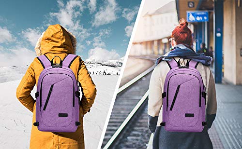Thumbnail 6 de WENIG Mochila Portátil para Mujer 15.6" — Impermeable, Antirrobo y USB, color Púrpura