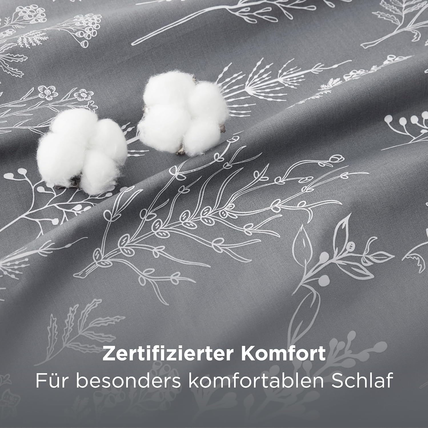 Detalle 2 de BEDSURE Bettwäsche 135x200, 4-teilig aus Baumwolle (Grau) mit Wendedesign und Reißverschluss