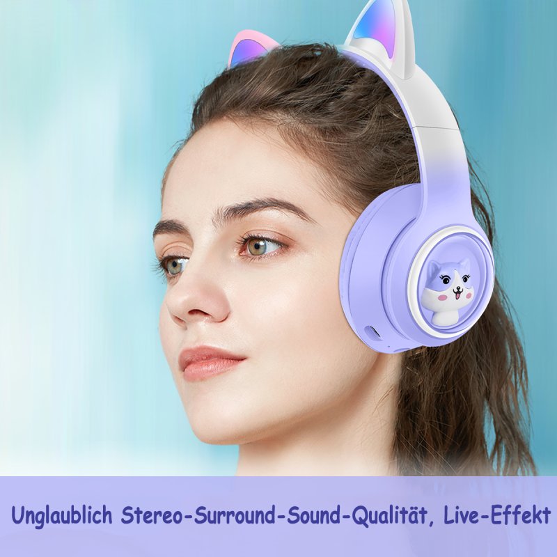 Detalle 2 de Kinsi AKZ-02 auriculares Bluetooth 5,3 85 dB RGB Morados