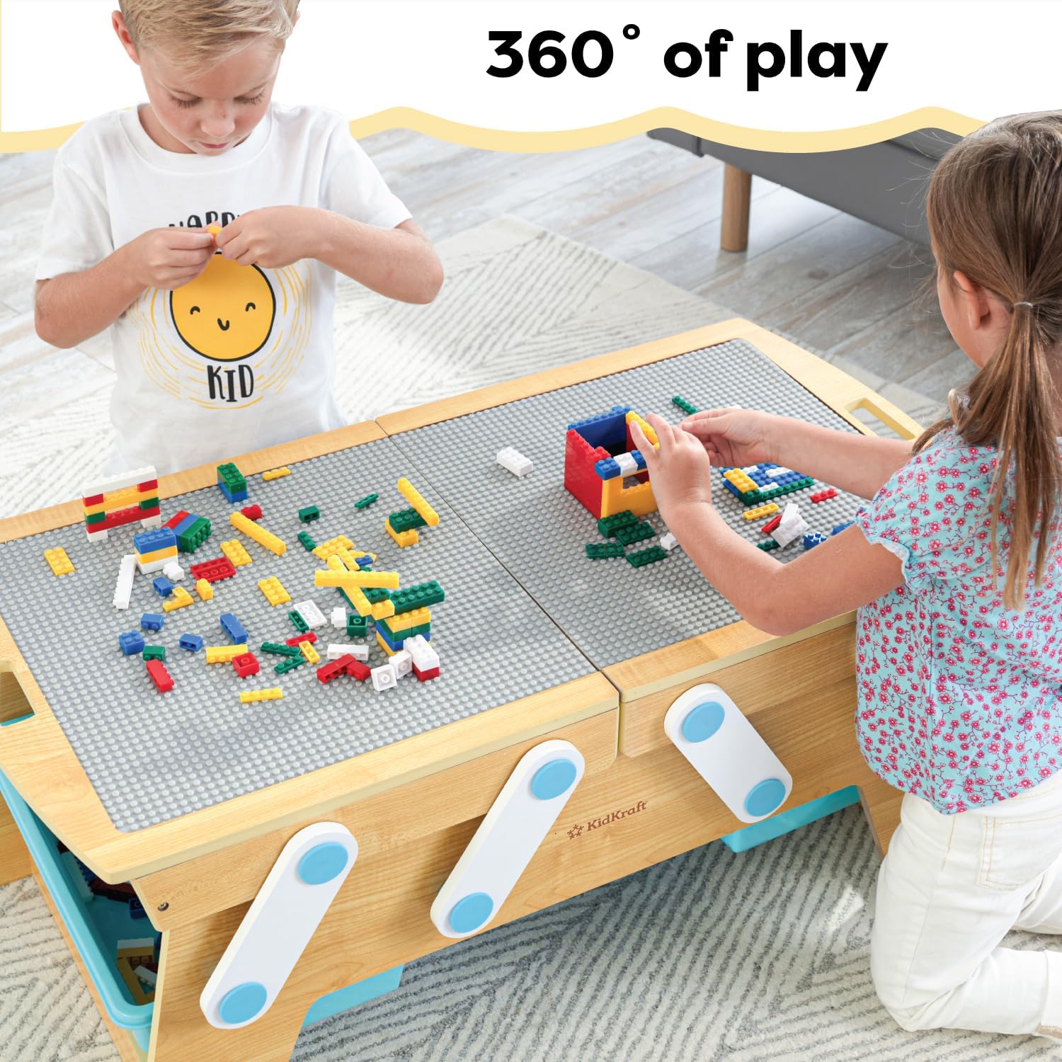 Detalle 1 de KidKraft 17512 Building Bricks Play N Store Wooden Table with 200+ Bricks