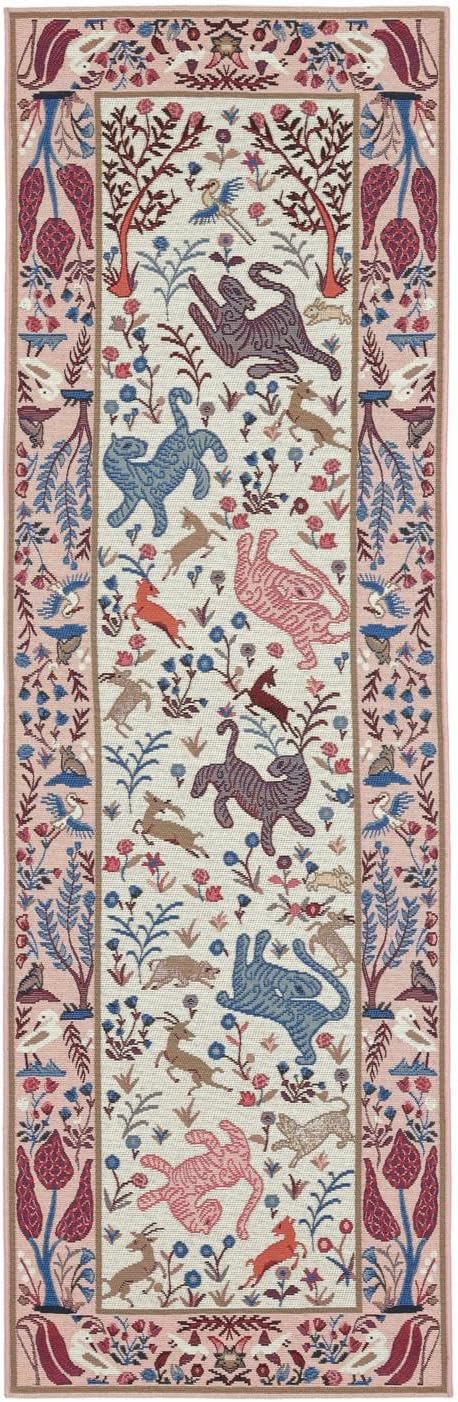 Detalle de RugVista Tigras Runner Rug, 80 x 250 cm, Pink/Pastel Multicolour, Low Pile