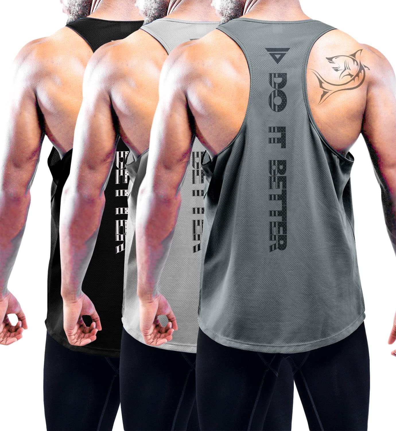 Thumbnail 6 de Boyzn Men's Y-Back Workout Tank Tops (1 or 3 Pack) – Lightweight, Breathable Mesh Vest for Gym and Running