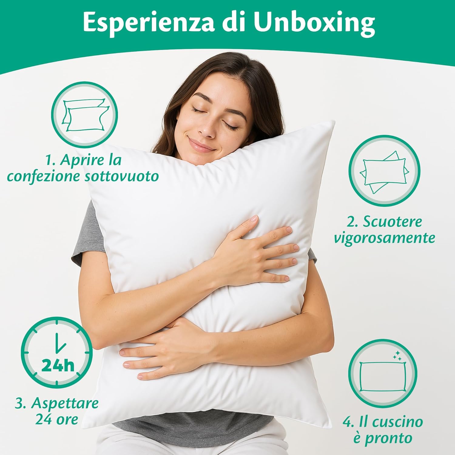 Detalle 2 de Flowen Coppia di guanciali 50x80 con microfibra, antiacaro e lavabili in lavatrice