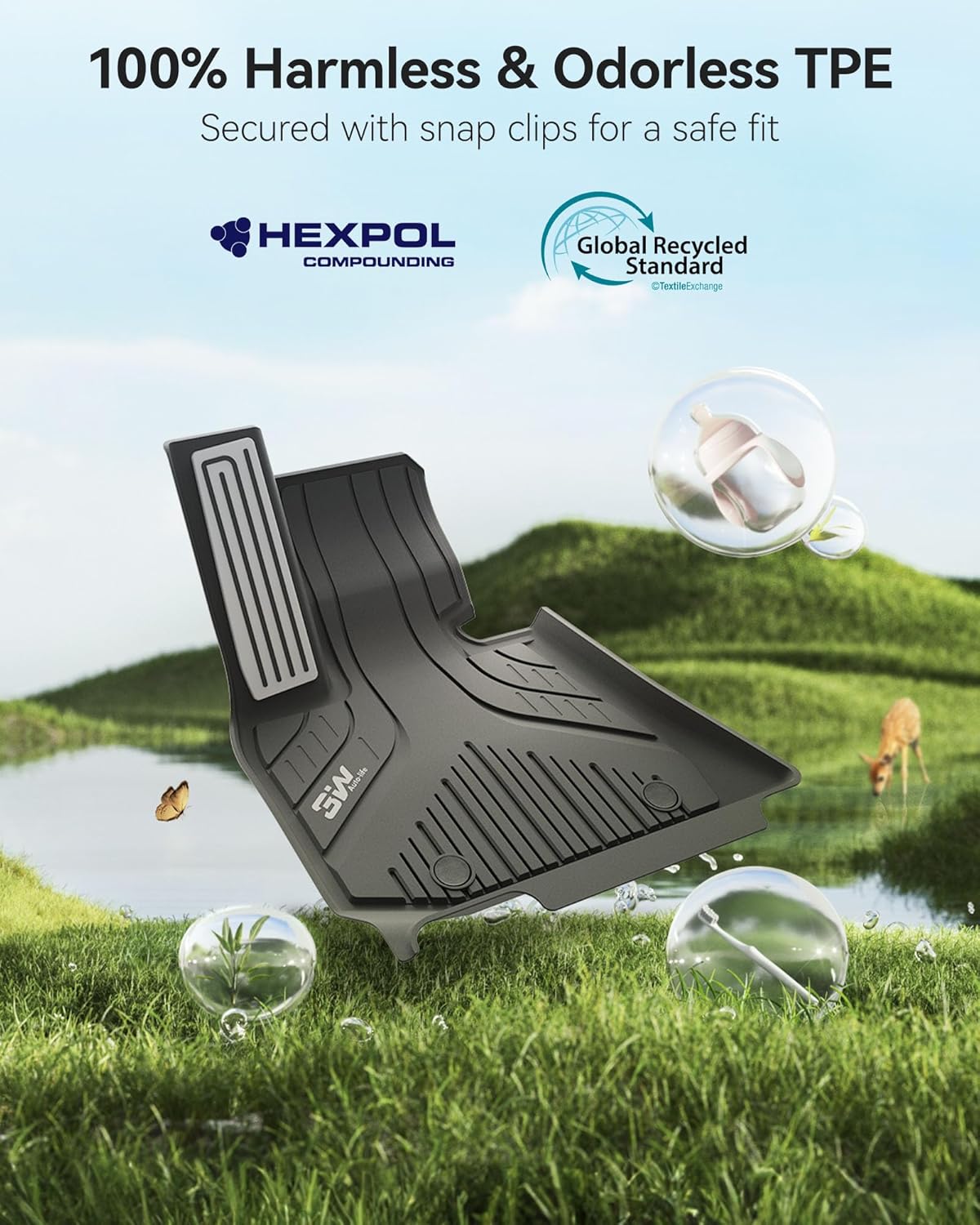 Thumbnail 3 de 3W Floor Mats & Cargo Liner Custom Set for 2025–2026 BMW X3 G45 (TPE All-Weather)