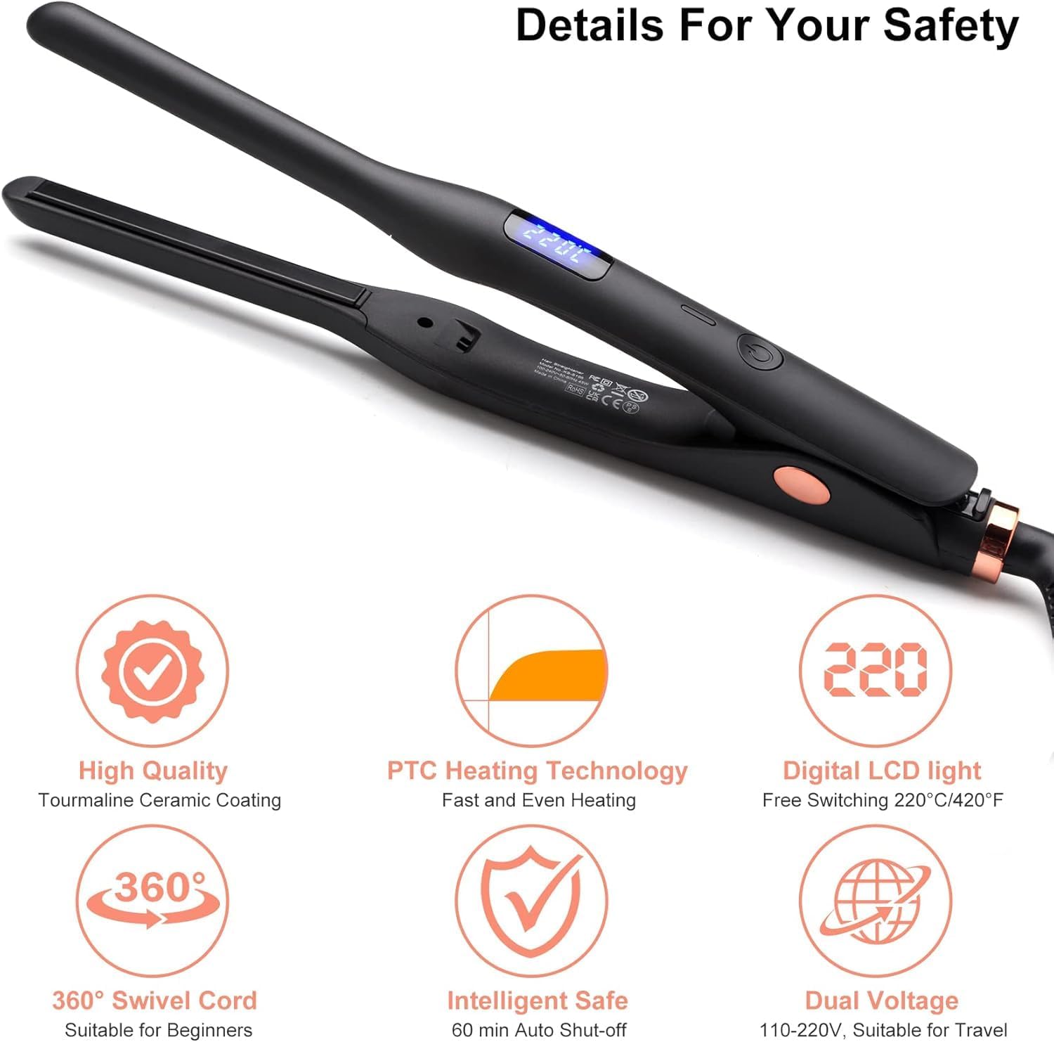 Thumbnail 2 de Mini Hair Straightener Pencil — Adjustable Temperature 💇
