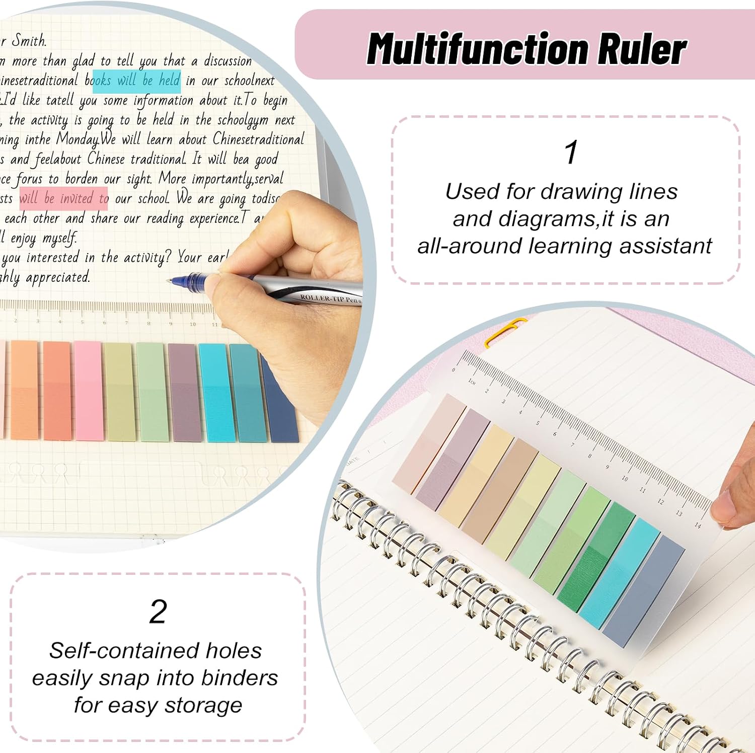 Thumbnail 4 de SUNACME Sticky Tabs, 1,600 Writable Transparent PET Index Tabs with Ruler