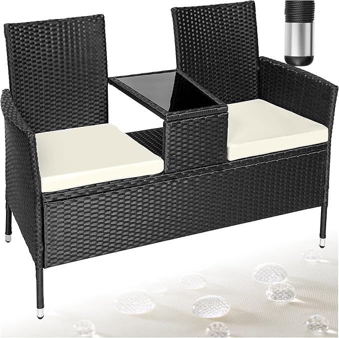 tectake® Banco de poliratán con cojines 🌿 Muebles de Exterior