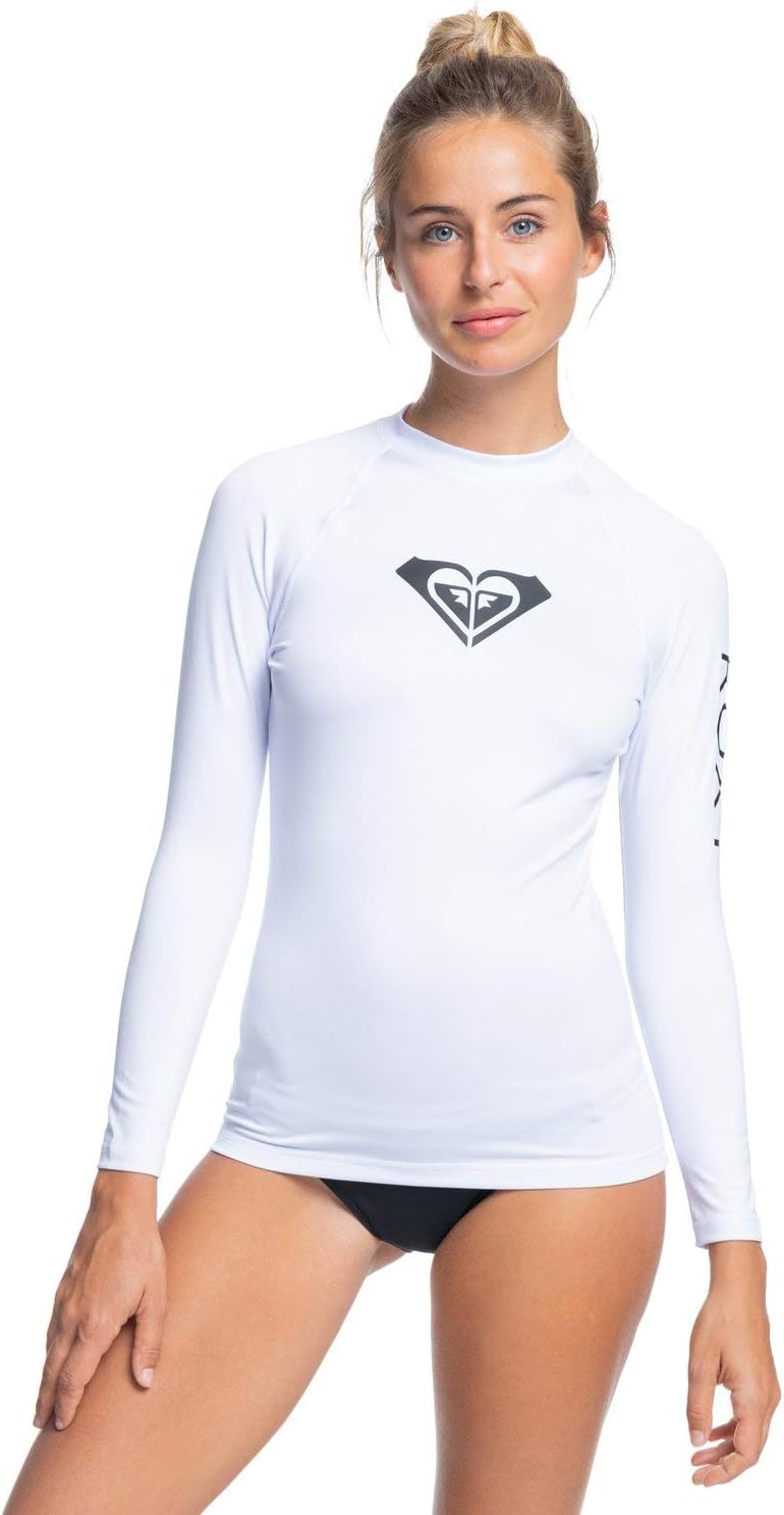 Detalle de Roxy Whole Hearted Rash Vest UPF 50 a maniche lunghe da donna – White, M