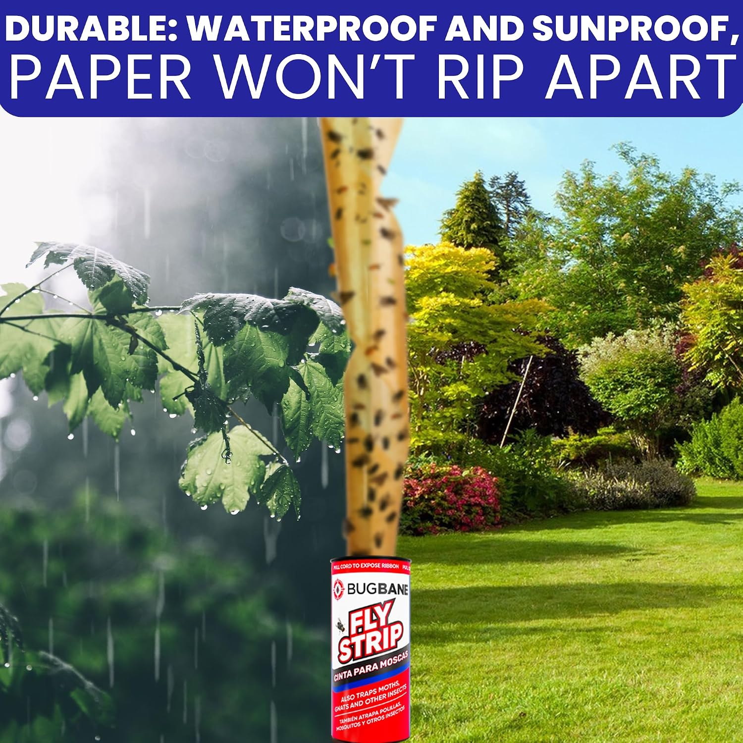 Thumbnail 6 de Fly Strips Indoor Sticky Hanging 24pk with Pins – Non-Toxic Fly Tape for Home and Outdoor Use