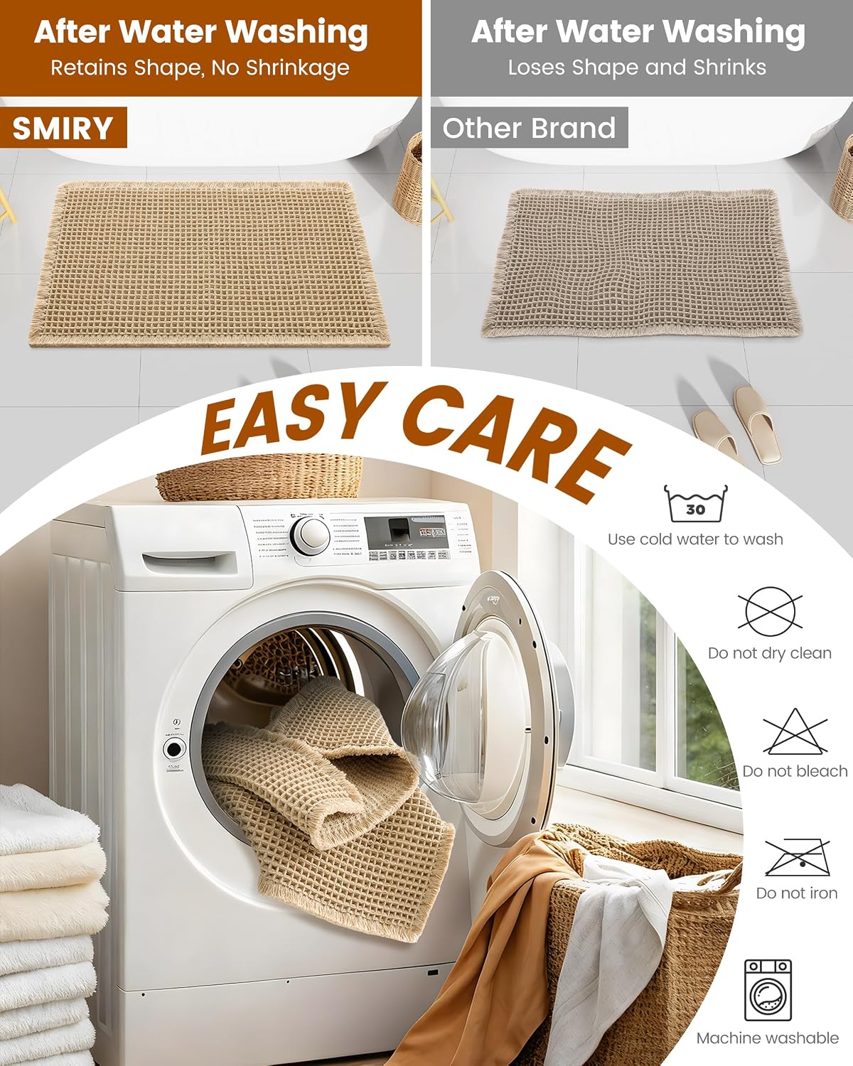 Thumbnail 6 de Smiry Waffle Bath Mat 72x24: Extra Soft, Absorbent & Non-Slip