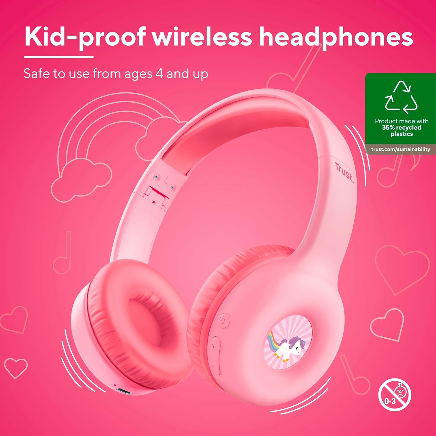 Detalle 2 de Trust Nouna Auriculares Bluetooth Rosa para Niñas