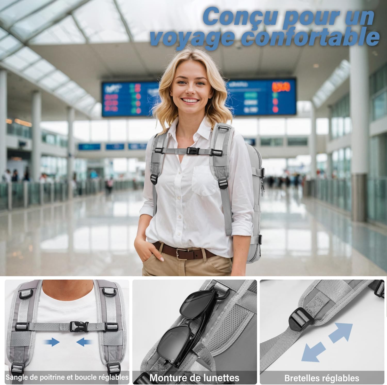 Detalle de COOLIFE Sac Cabine 45x36x20 EasyJet 30L