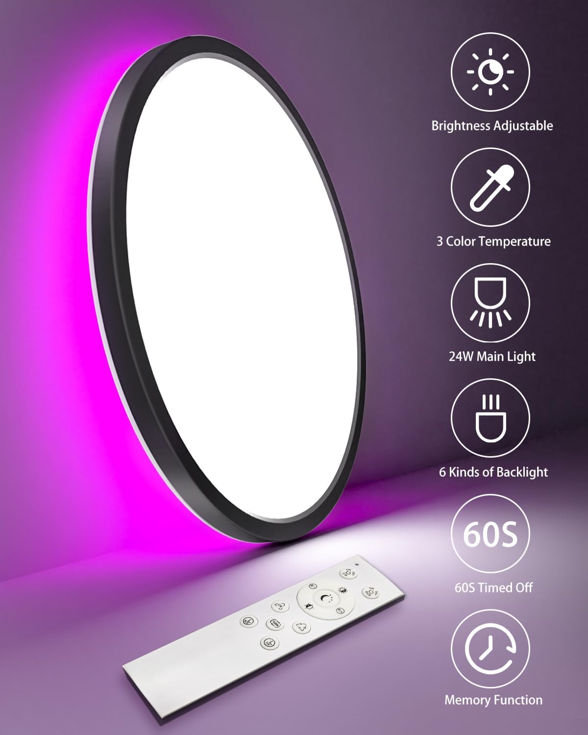 Thumbnail 1 de 30 cm zemty dimmbare RGB Deckenlampe 24 W