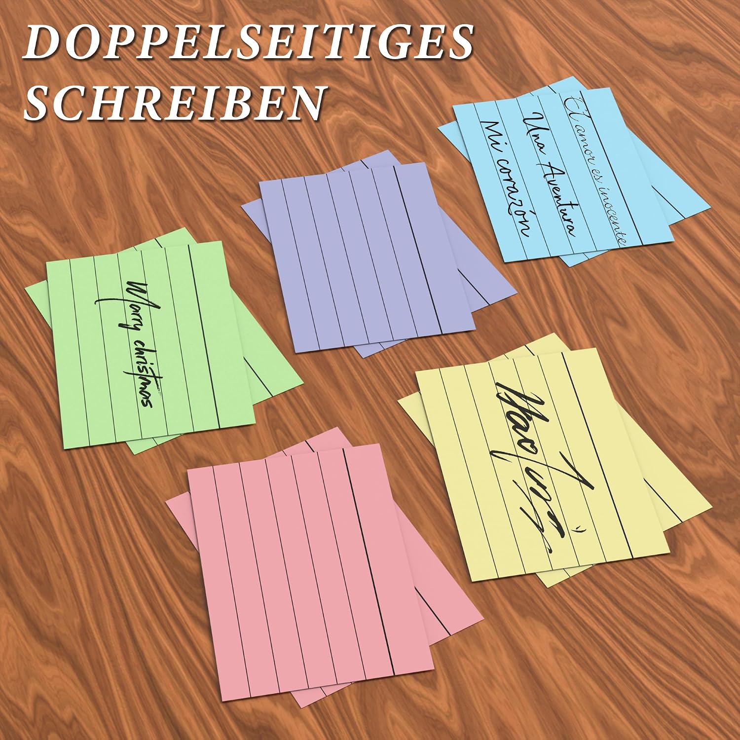 Detalle de 1000PCS Karteikarten Set – A8 Linierte Lernkarten mit Lernbox, Vielseitig für Vokabeln, Formeln und Notizen